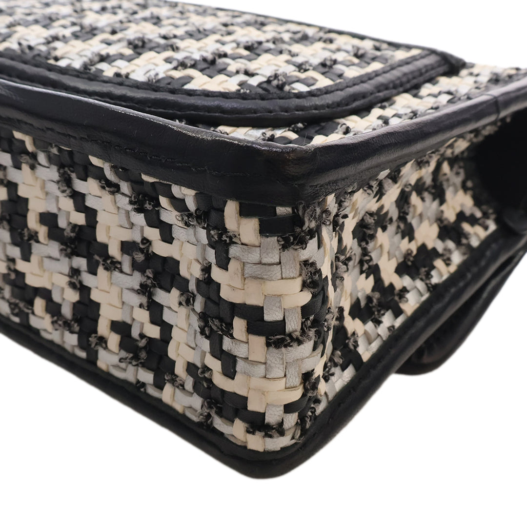 CC Tissé et Viscose Houndstooth Rabat simple Cuir d'agneau Noir