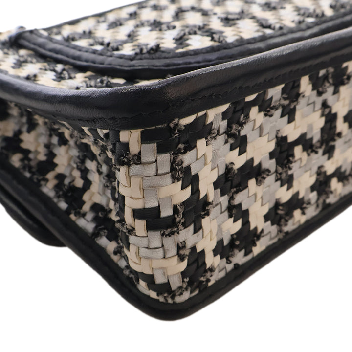 CC Tissé et Viscose Houndstooth Rabat simple Cuir d'agneau Noir