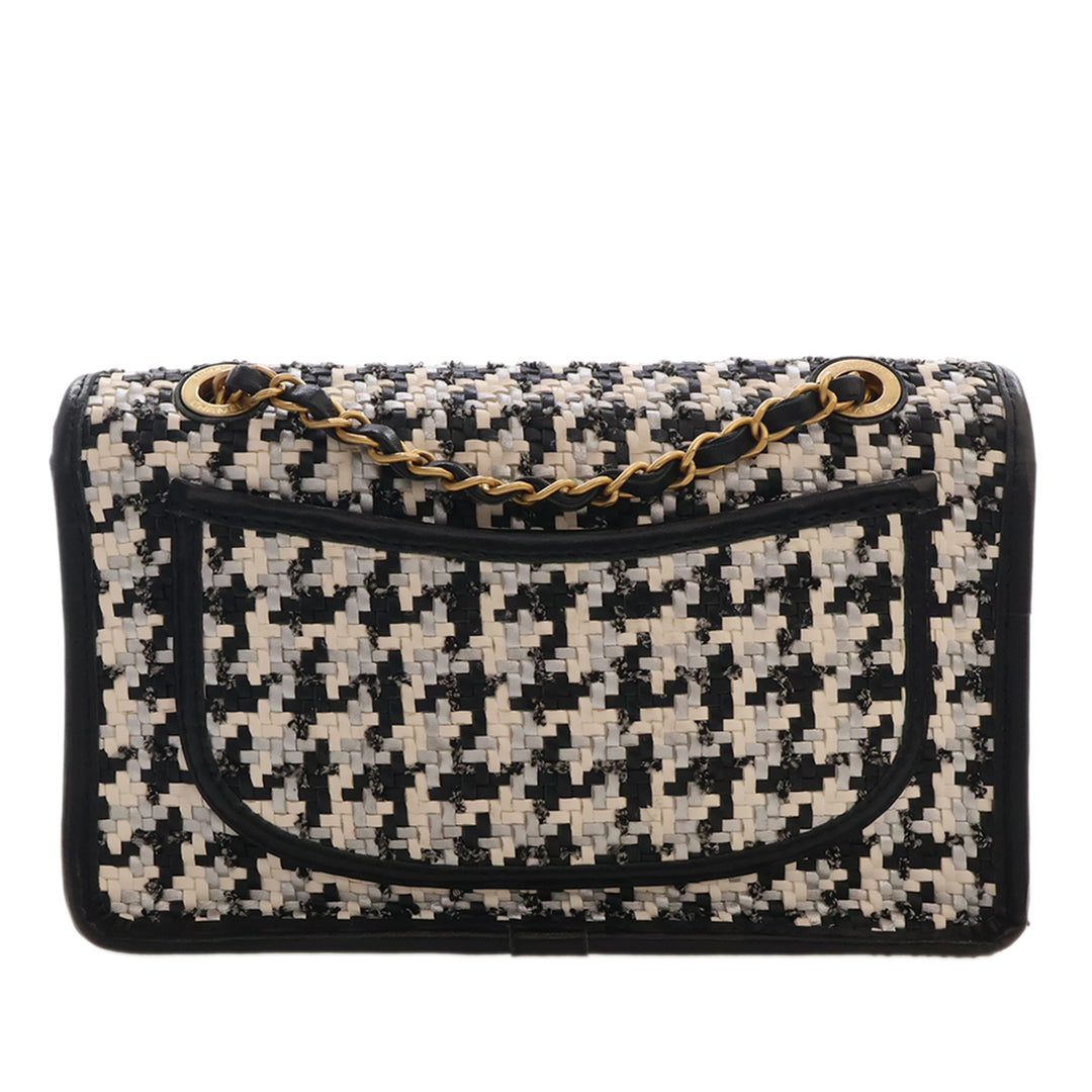 CC Tissé et Viscose Houndstooth Rabat simple Cuir d'agneau Noir