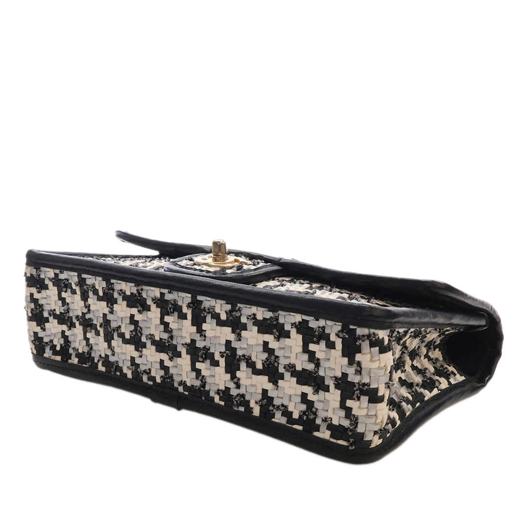 CC Tissé et Viscose Houndstooth Rabat simple Cuir d'agneau Noir