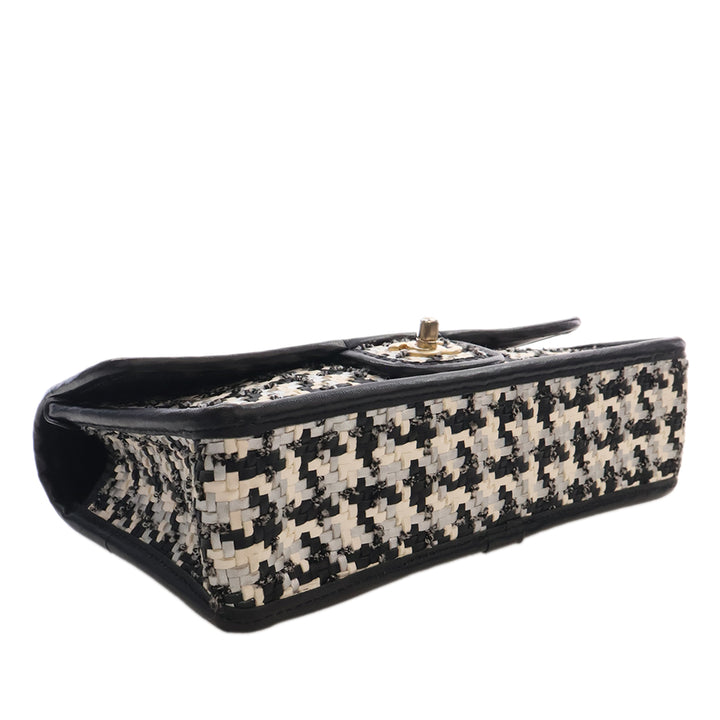 CC Tissé et Viscose Houndstooth Rabat simple Cuir d'agneau Noir