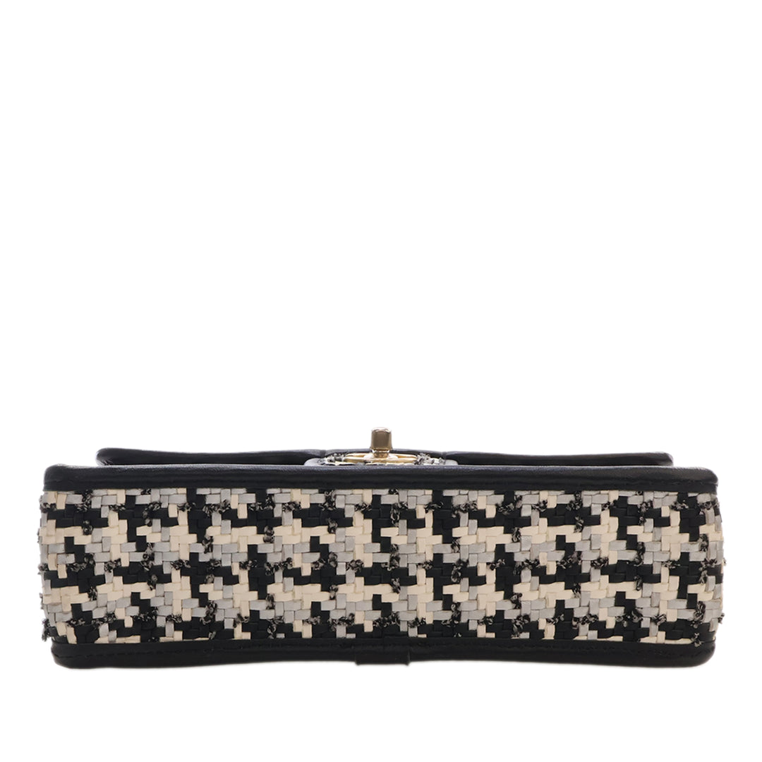 CC Tissé et Viscose Houndstooth Rabat simple Cuir d'agneau Noir