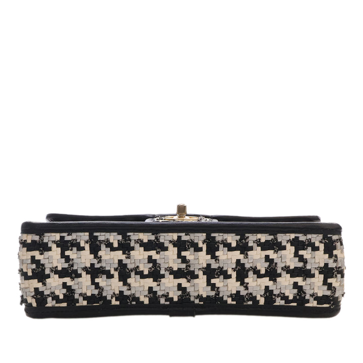 CC Tissé et Viscose Houndstooth Rabat simple Cuir d'agneau Noir