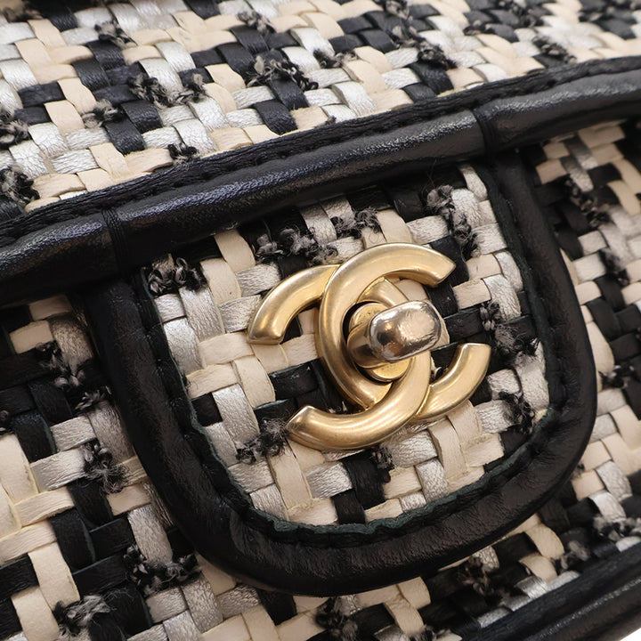 CC Tissé et Viscose Houndstooth Rabat simple Cuir d'agneau Noir