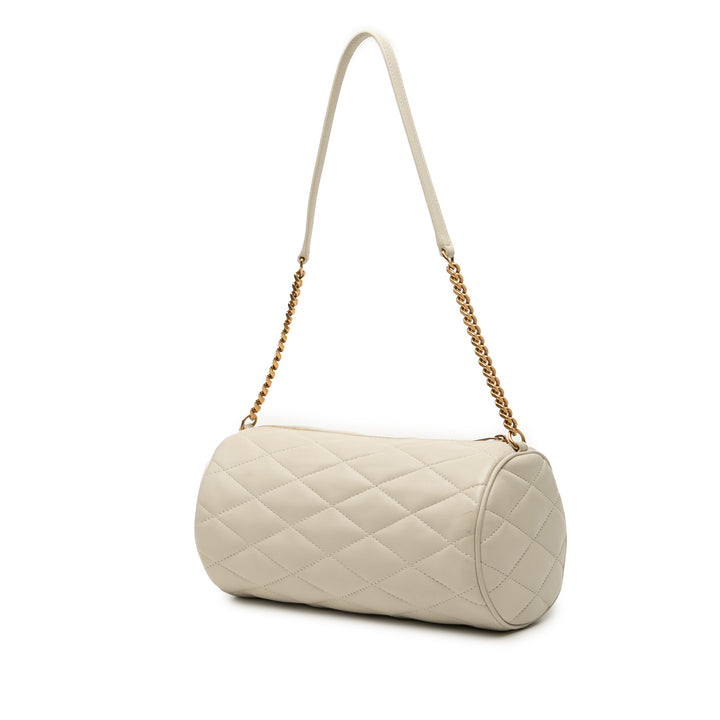 Saint Laurent Small Quilted Cuir d’agneau Sade Tube Bag Blanc