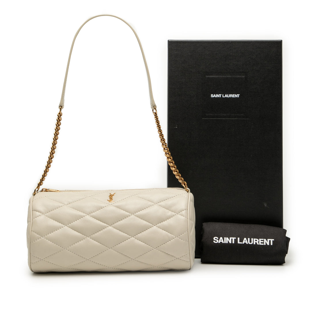 Saint Laurent Small Quilted Cuir d’agneau Sade Tube Bag Blanc