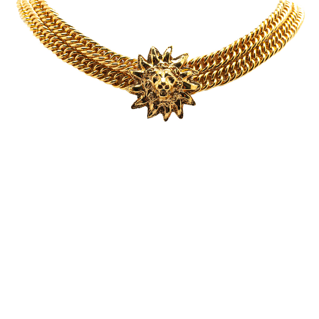 Gold Plated Lion Head Choker Necklace Gold - Gaby Paris