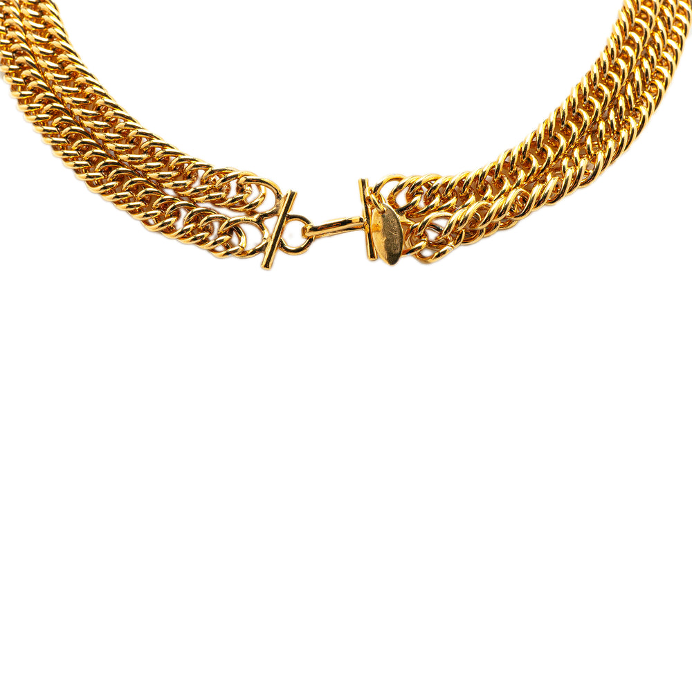 Gold Plated Lion Head Choker Necklace Gold - Gaby Paris