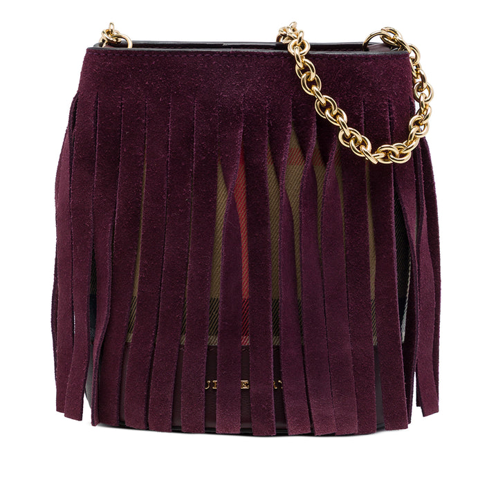 Burberry Sac seau Mega Check et Fringe Marron – vue principale – GABY PARIS