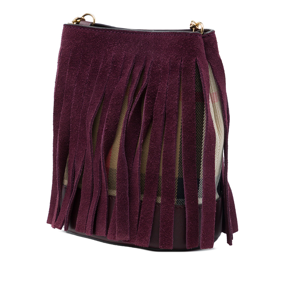 Burberry Sac seau Mega Check et Fringe Marron – vue 2 – GABY PARIS