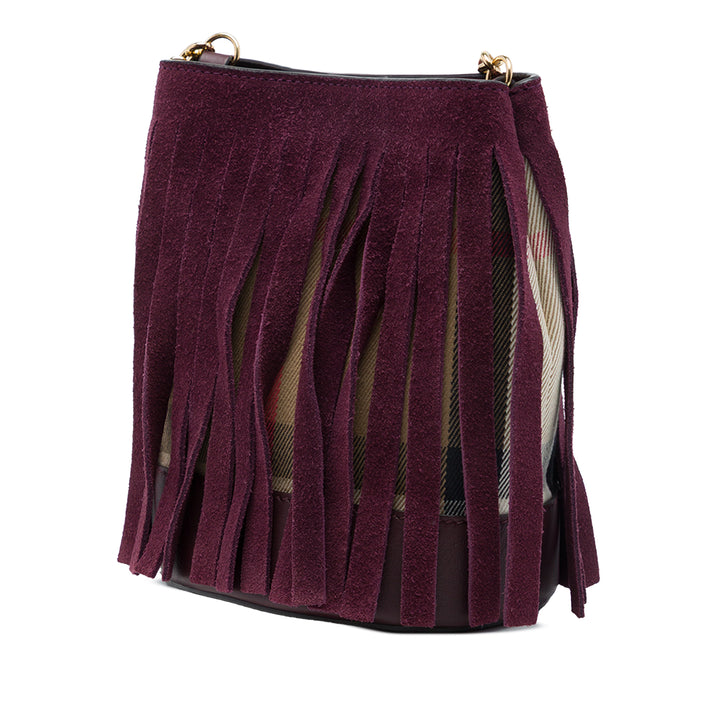 Burberry Sac seau Mega Check et Fringe Marron – vue 2 – GABY PARIS