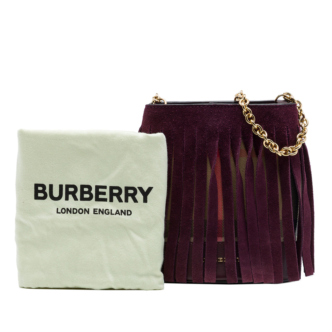 Burberry Sac seau Mega Check et Fringe Marron – vue 7 – GABY PARIS