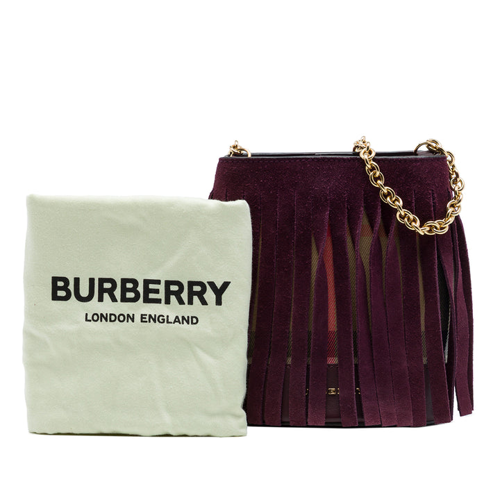 Burberry Sac seau Mega Check et Fringe Marron – vue 7 – GABY PARIS