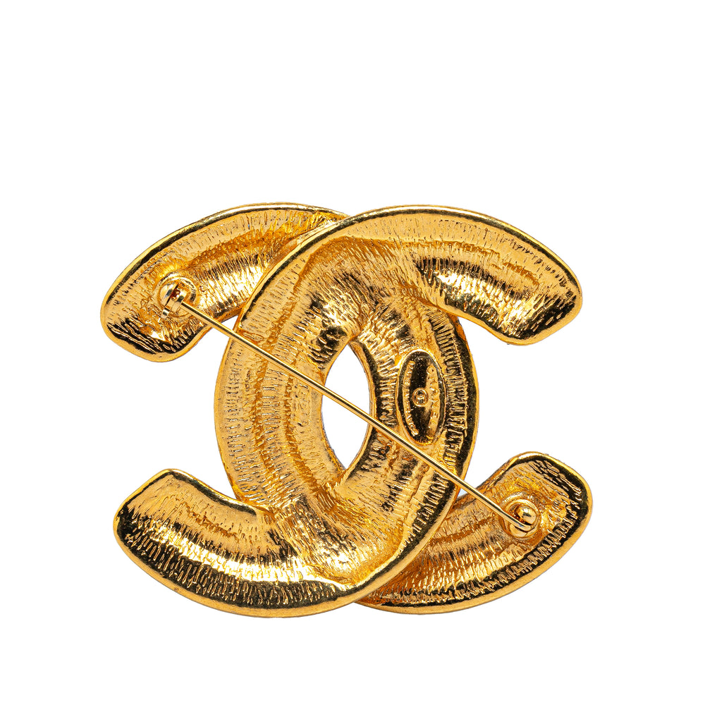 Gold Plated CC Quilted Brooch Gold - Gaby Paris