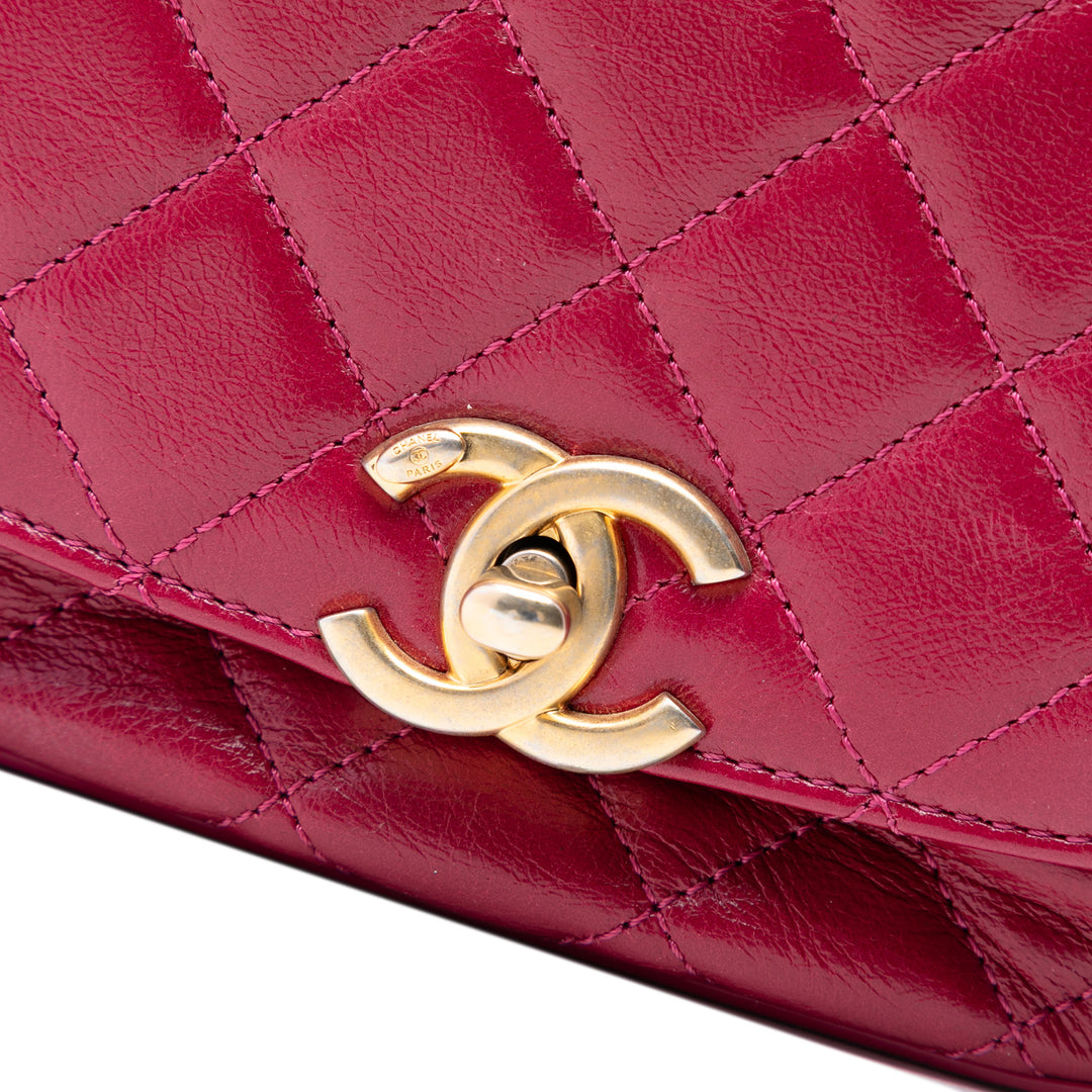 Chanel CC Matelassé brillant Cuir de veau Simple rabat