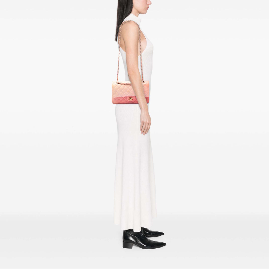 Classic Ombre Double rabat Moyen Cuir d'agneau Rose