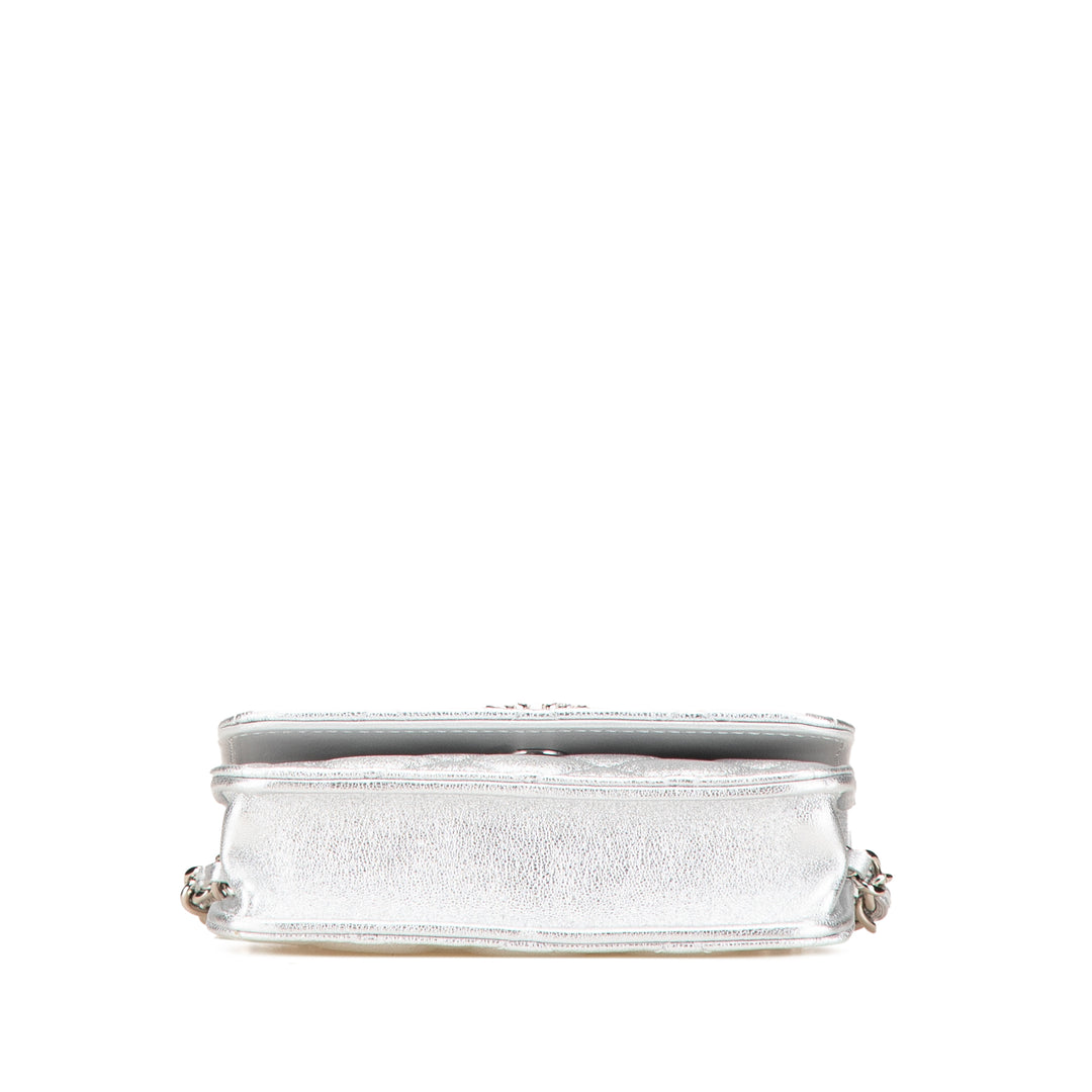 Chanel Métallisé Cuir d’agneau Crystal Star Chain Belt Bag Argenté