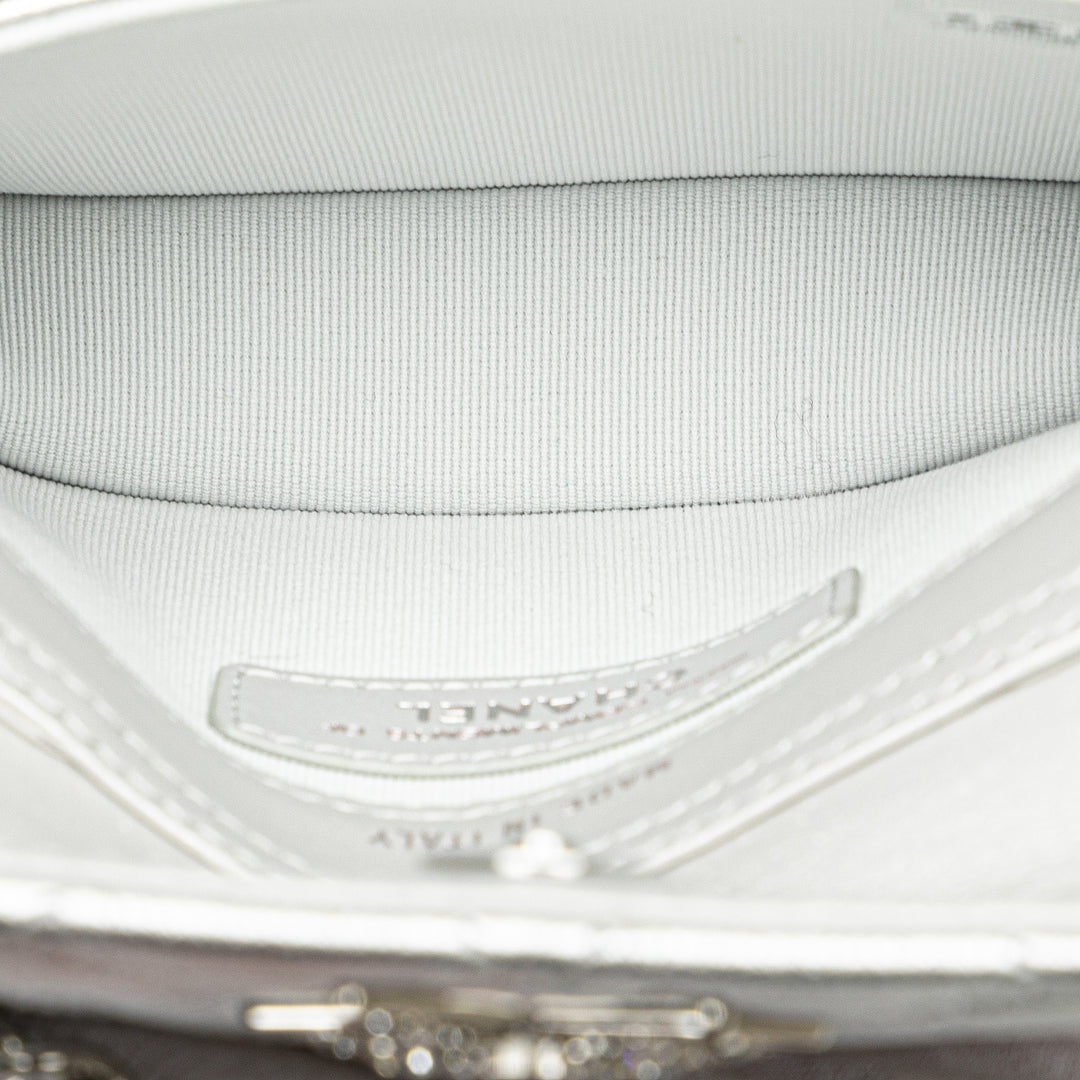 Chanel Métallisé Cuir d’agneau Crystal Star Chain Belt Bag Argenté