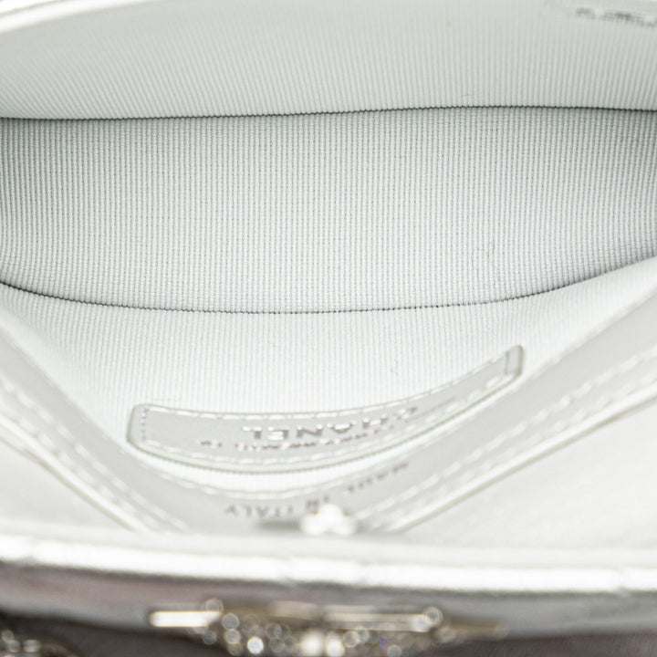 Chanel Métallisé Cuir d’agneau Crystal Star Chain Belt Bag Argenté