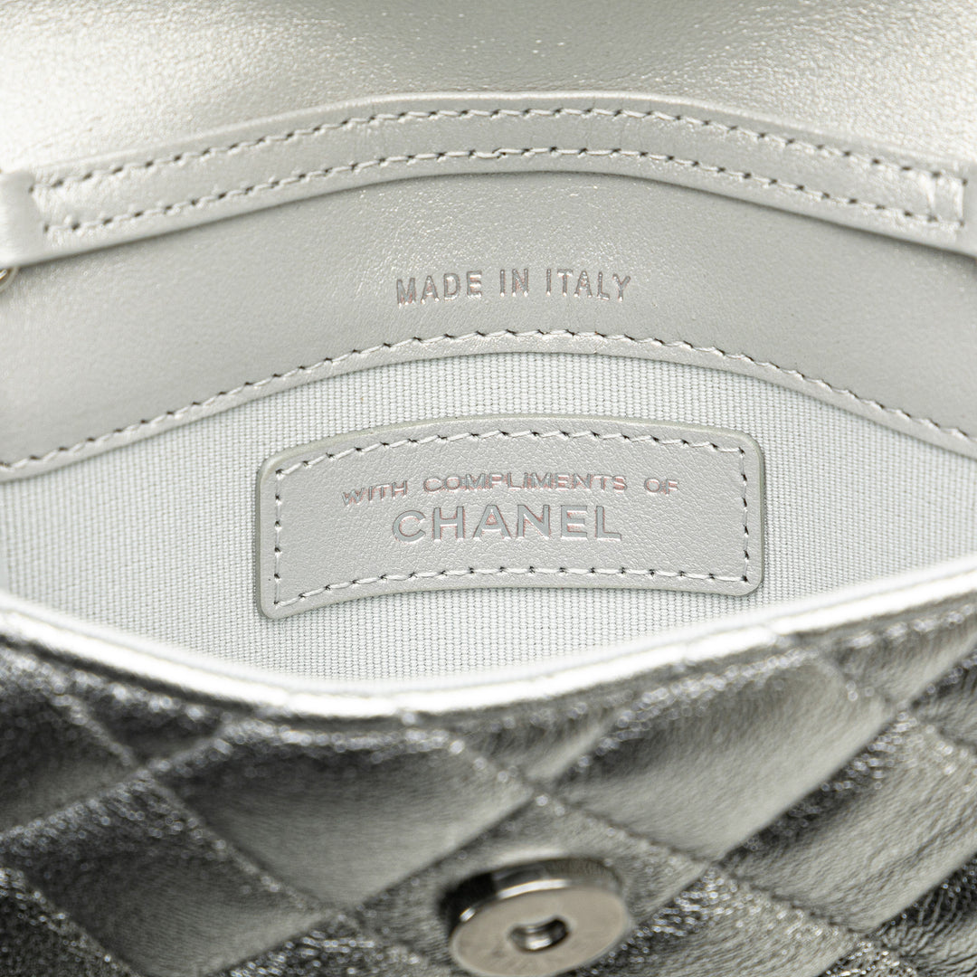 Chanel Métallisé Cuir d’agneau Crystal Star Chain Belt Bag Argenté