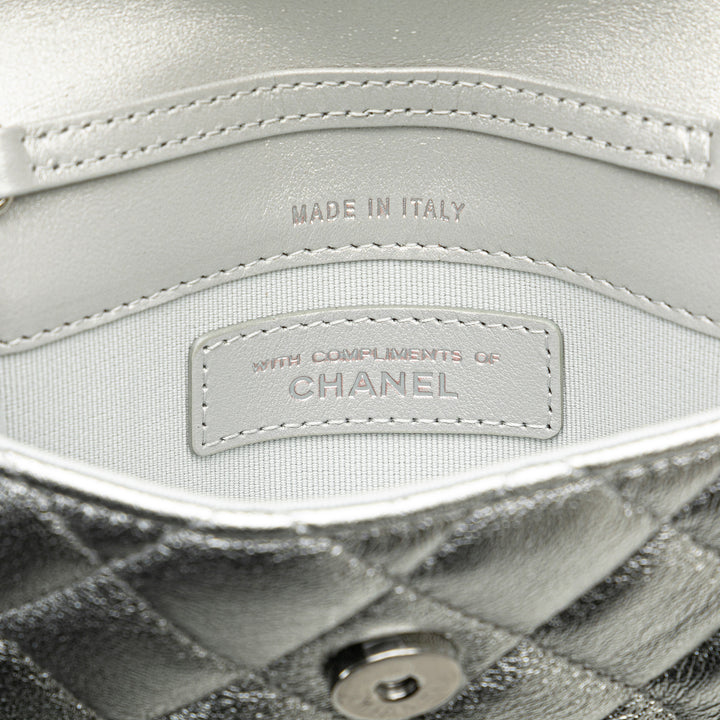 Chanel Métallisé Cuir d’agneau Crystal Star Chain Belt Bag Argenté