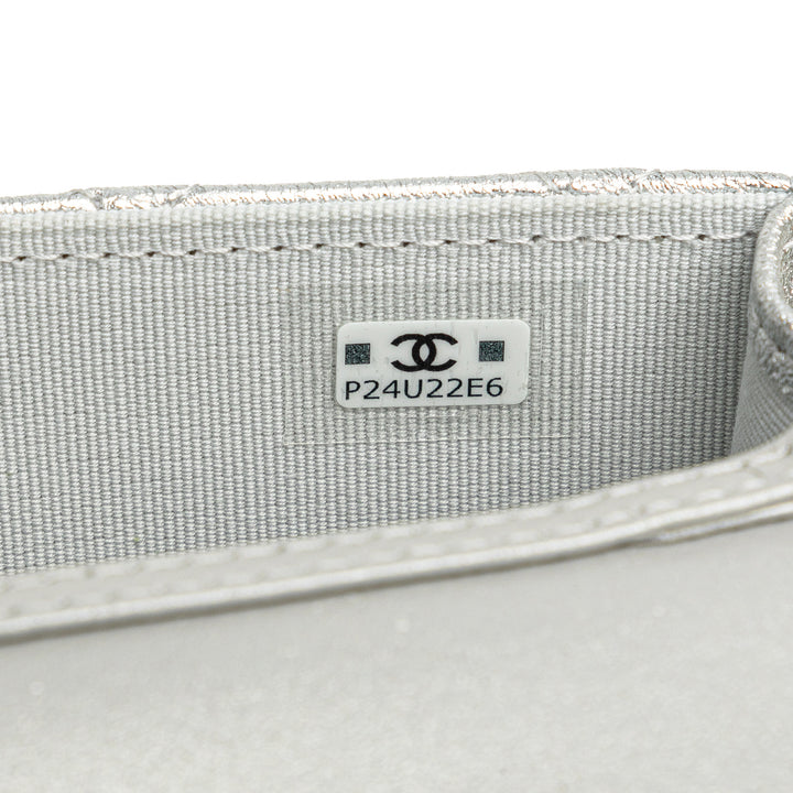 Chanel Métallisé Cuir d’agneau Crystal Star Chain Belt Bag Argenté