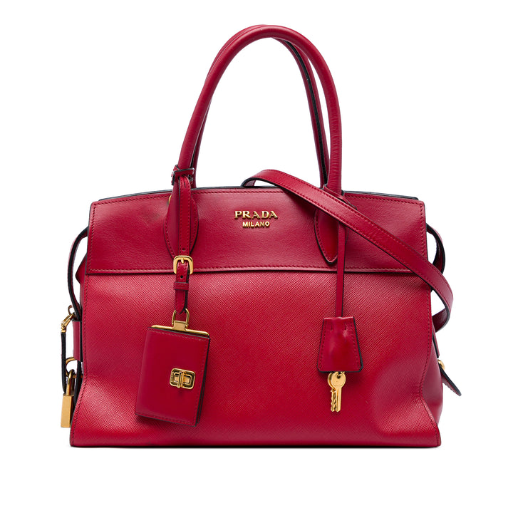 Prada Sac à main City Veau Esplanade Saffiano Rouge – vue principale – GABY PARIS