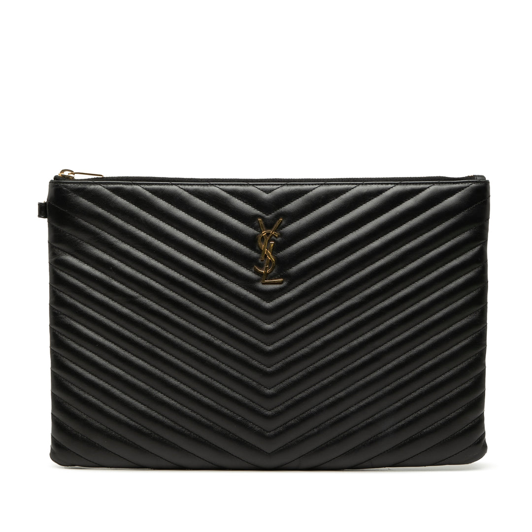 Saint Laurent Chevron Document Étui Cuir