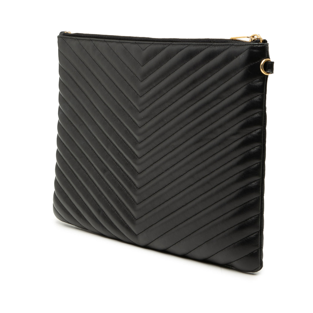Saint Laurent Chevron Document Étui Cuir