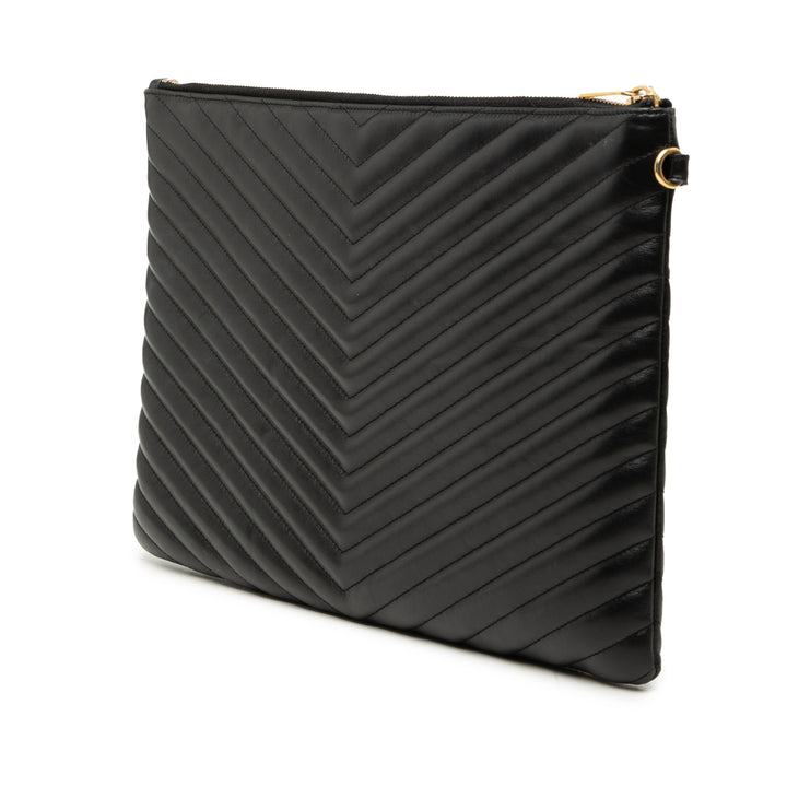 Saint Laurent Chevron Document Étui Cuir