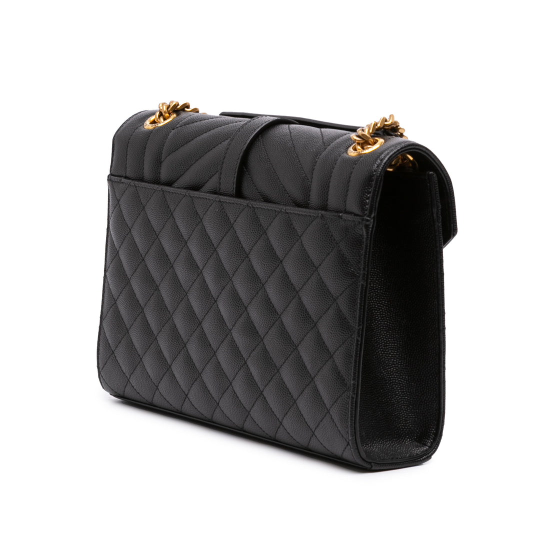 Saint Laurent Grain De Poudre Triquilt Sac enveloppe Moyen Monogram Noir