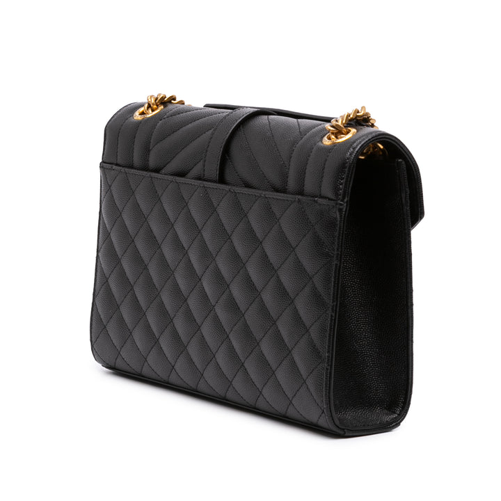 Saint Laurent Grain De Poudre Triquilt Sac enveloppe Moyen Monogram Noir