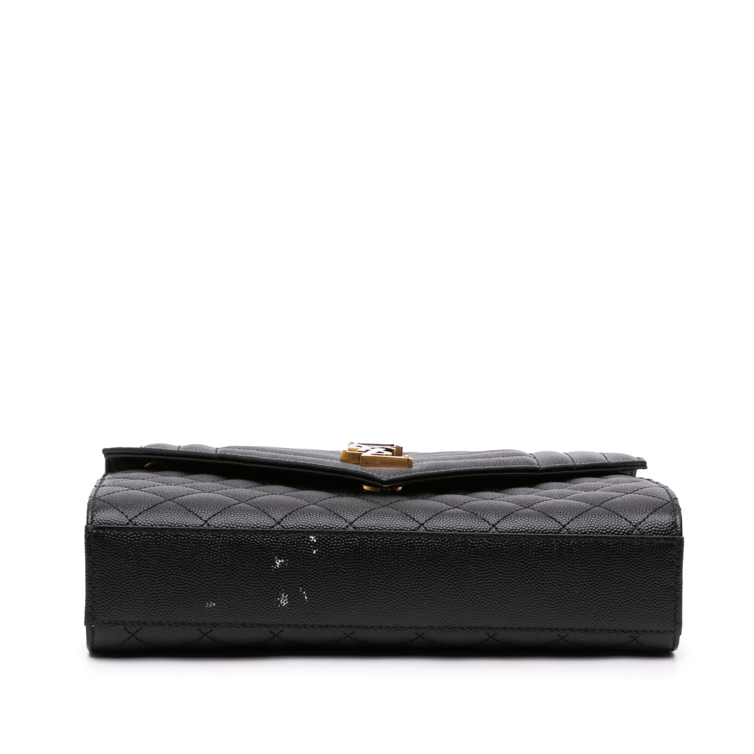 Saint Laurent Grain De Poudre Triquilt Sac enveloppe Moyen Monogram Noir
