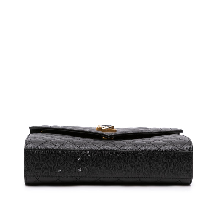 Saint Laurent Grain De Poudre Triquilt Sac enveloppe Moyen Monogram Noir