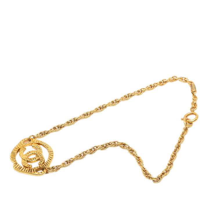 Chanel CC plaqué Rond Pendant Collier Métal