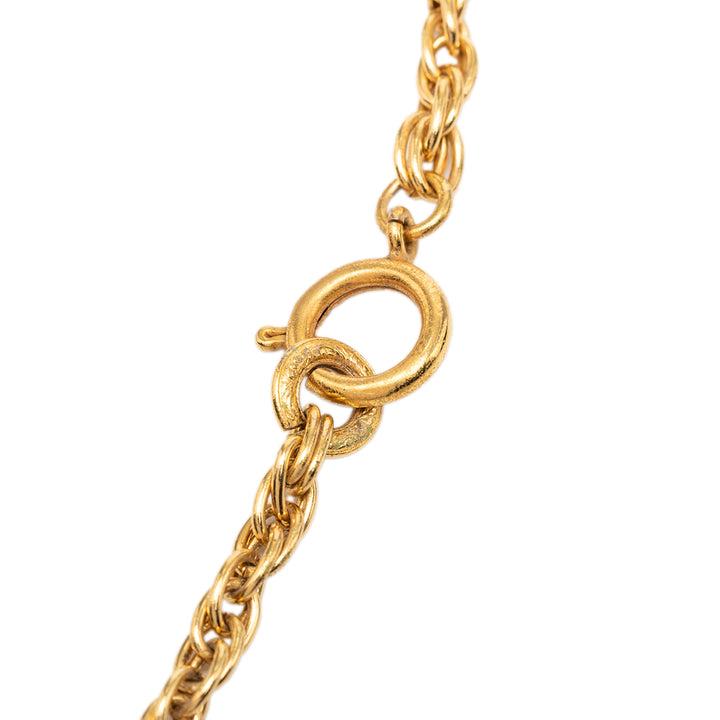 Chanel CC plaqué Rond Pendant Collier Métal