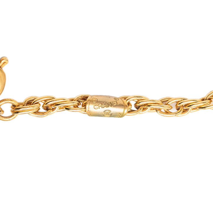 Chanel CC plaqué Rond Pendant Collier Métal