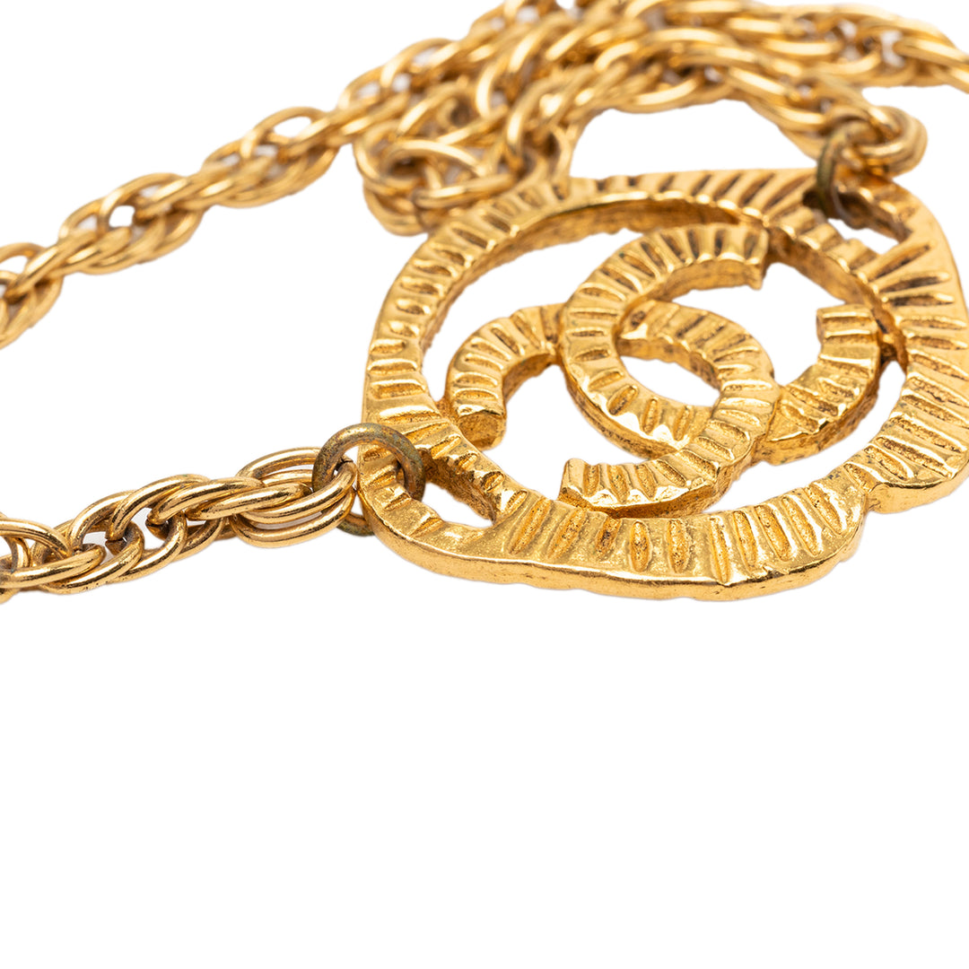 Chanel CC plaqué Rond Pendant Collier Métal