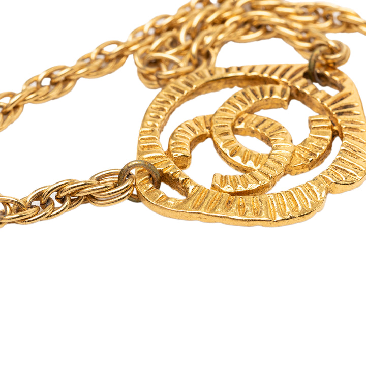 Chanel CC plaqué Rond Pendant Collier Métal