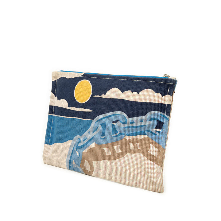 Hermès Toile Escale a la Plage Beach Pochette