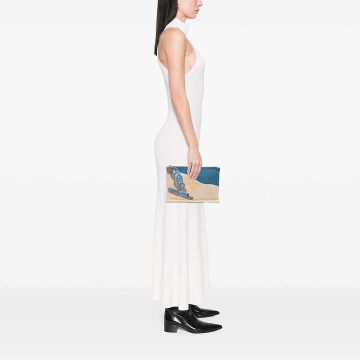 Hermès Toile Escale a la Plage Beach Pochette