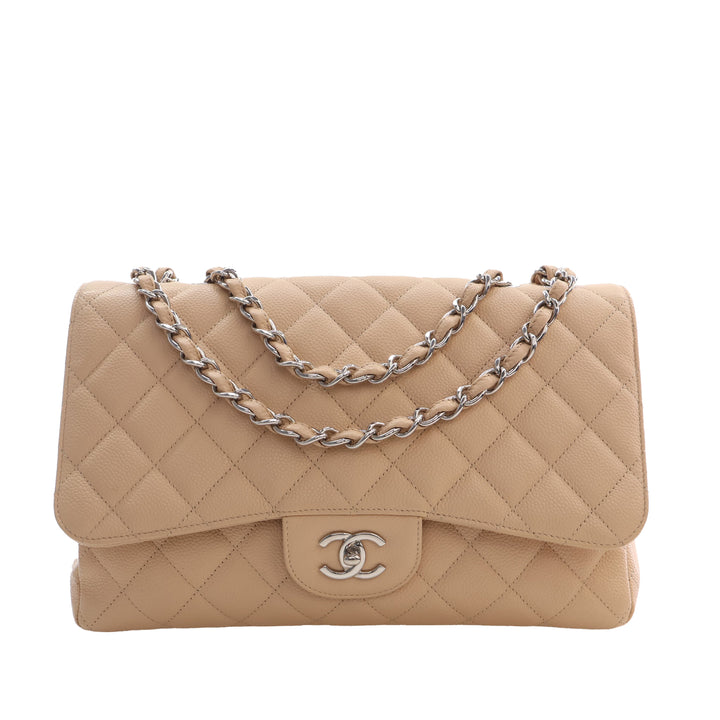 Classic Rabat simple Jumbo Cuir caviar Beige