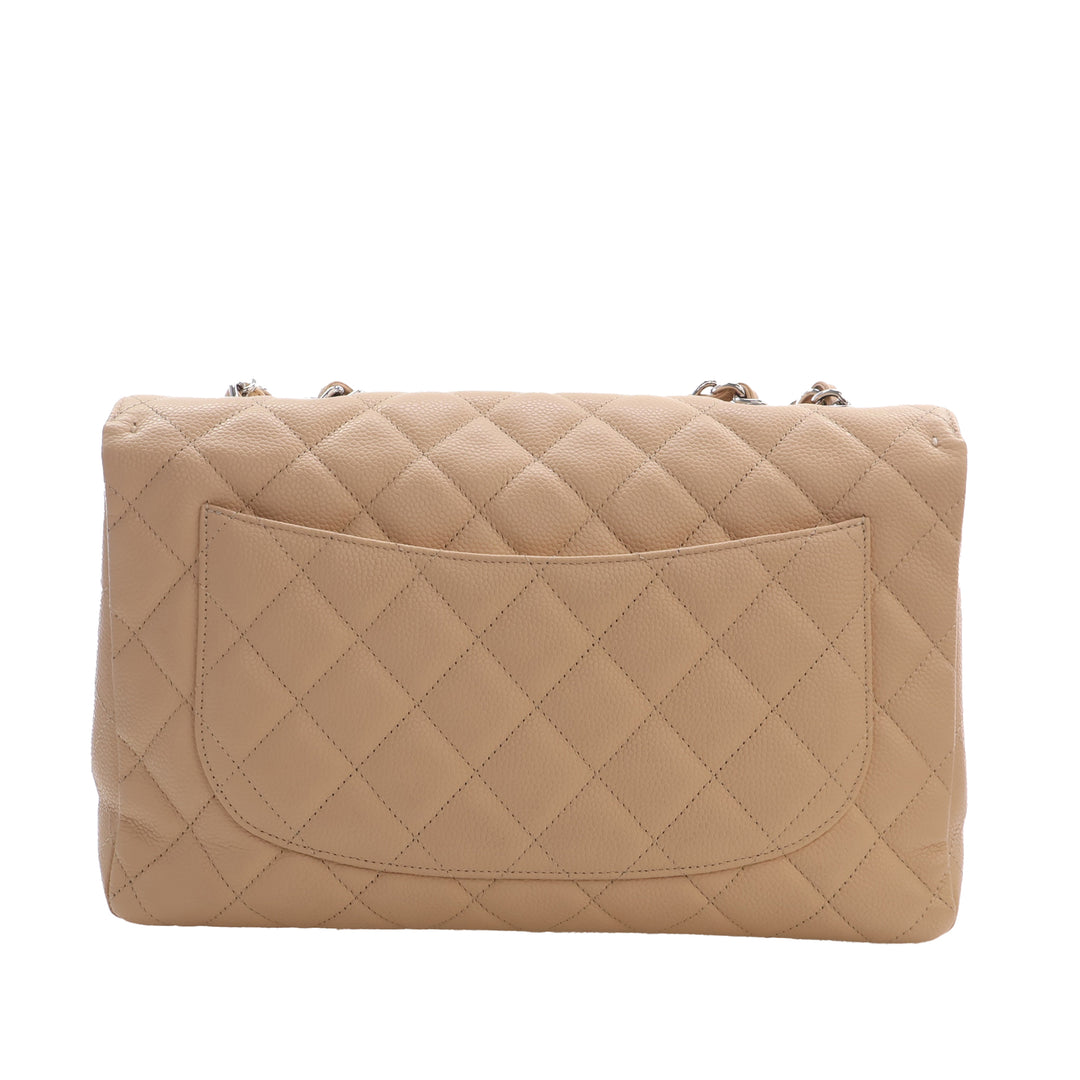 Classic Rabat simple Jumbo Cuir caviar Beige