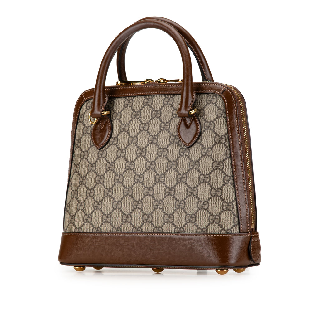 Gucci Small GG Supreme Horsebit 1955 Satchel Brown - GABY PARIS