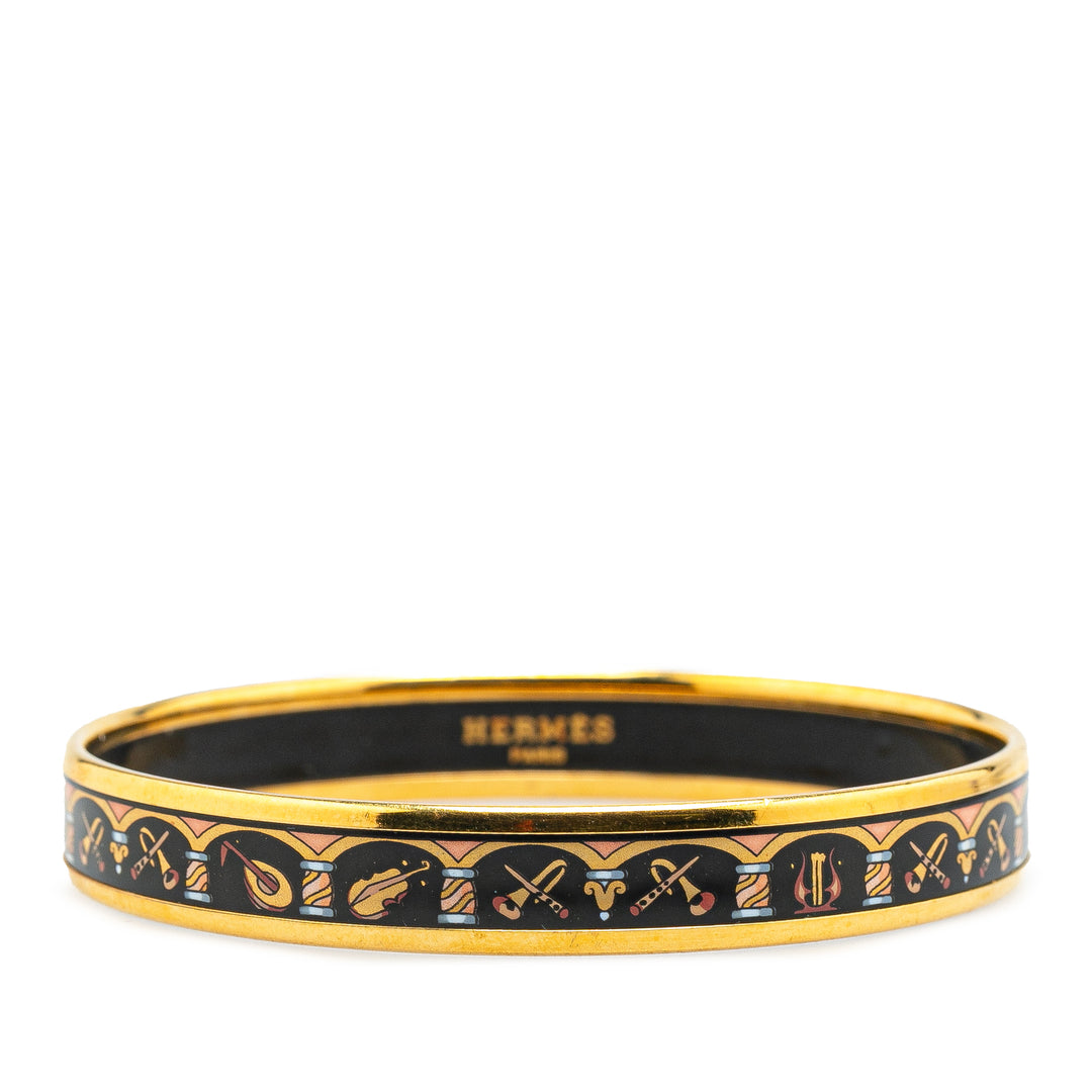 Narrow Musical Instruments Enamel Bangle 65 Black - Gaby Paris