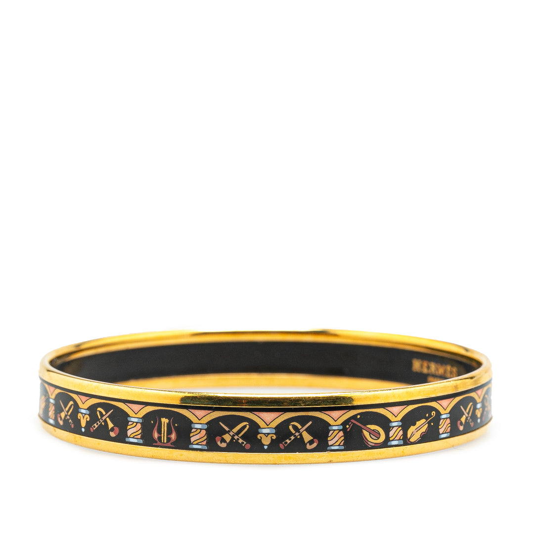 Narrow Musical Instruments Enamel Bangle 65 Black - Gaby Paris