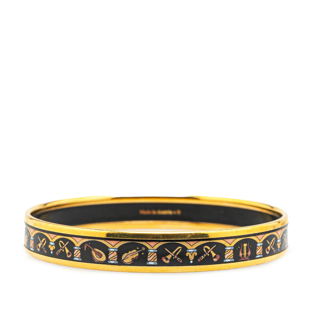 Narrow Musical Instruments Enamel Bangle 65 Black - Gaby Paris