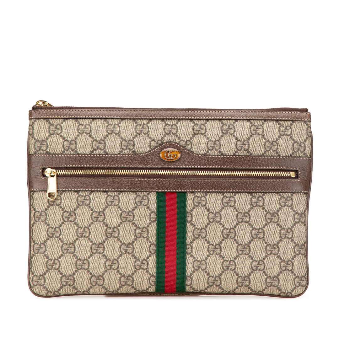 Large GG Supreme Ophidia Web Clutch Brown - Gaby Paris