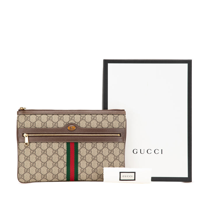 Large GG Supreme Ophidia Web Clutch Brown - Gaby Paris