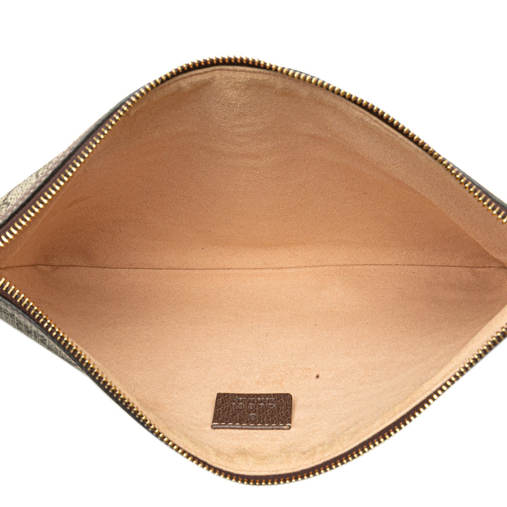 Large GG Supreme Ophidia Web Clutch Brown - Gaby Paris